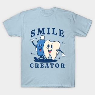 Smile creator Funny Retro Pediatric Dental Assistant Hygienist Office Gifts T-Shirt